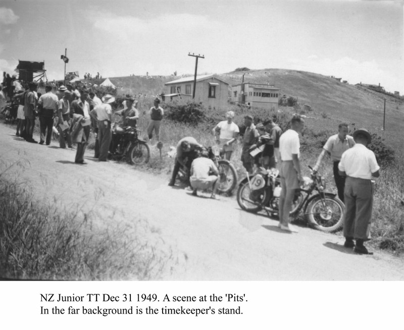 Name:  Motor Racing Waiheke #144 Photo 1949 NZ TT Junior TT pits -timekeepers stand behind arch Barnsto.jpg
Views: 364
Size:  122.4 KB
