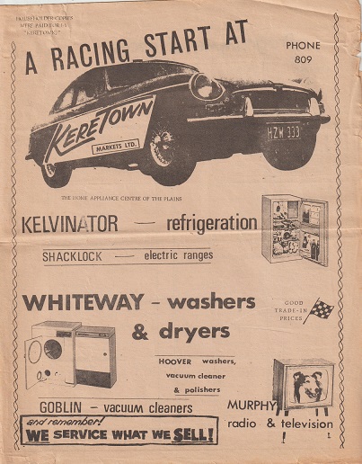 Name:  Motor Racing Kerepehi #107 1966 12 Feb 1st Meeting Programme Advert Keretown Markets Ltd TVCC Jo.jpg
Views: 341
Size:  105.2 KB