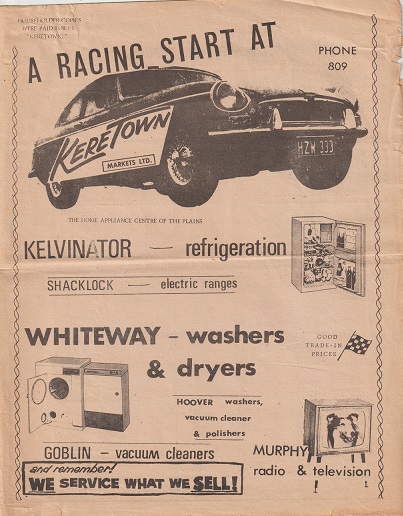 Name:  Motor Racing Kerepehi #107 1966 12 Feb 1st Meeting Programme Advert Keretown Markets Ltd TVCC Jo.jpg
Views: 457
Size:  105.2 KB