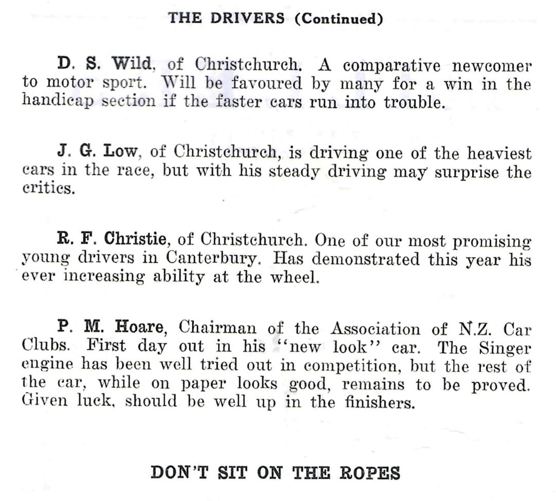 Name:  Wigram 1949 #029 1949 NZ Championship Road Race Wigram Notes on Drivers part 3 136 kb sml arch G.jpg
Views: 278
Size:  136.1 KB