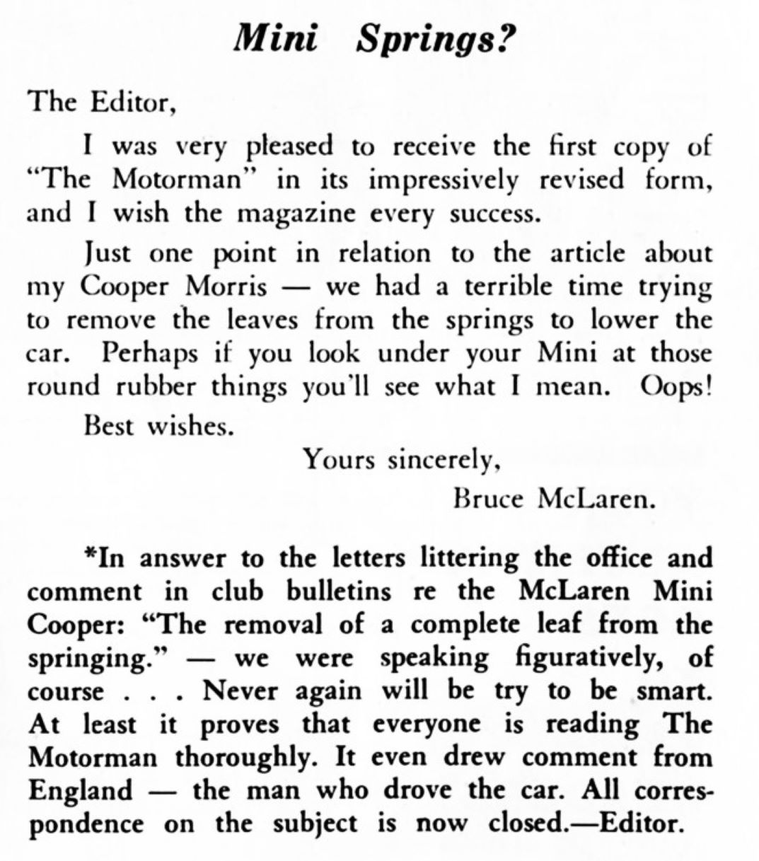 Name:  McLaren #157  Bruce McLaren Mini Cooper GP meeting 1963 Letter from Bruce McLaren Motorman 177 k.jpg
Views: 217
Size:  175.9 KB