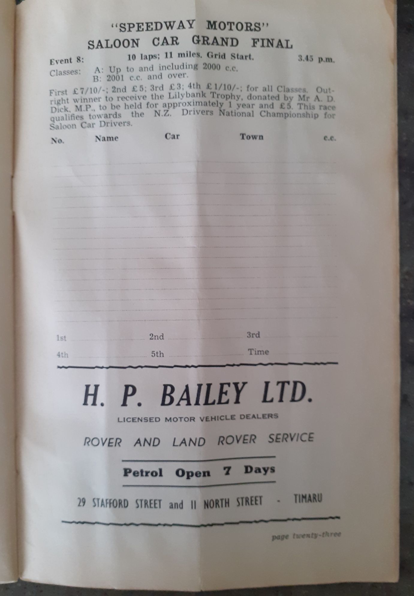 Name:  Timaru 1967 #143 Road Race 4 Feb 1967 Entry List Event 8 Saloon Car Final entrants not listed P .jpg
Views: 86
Size:  179.9 KB